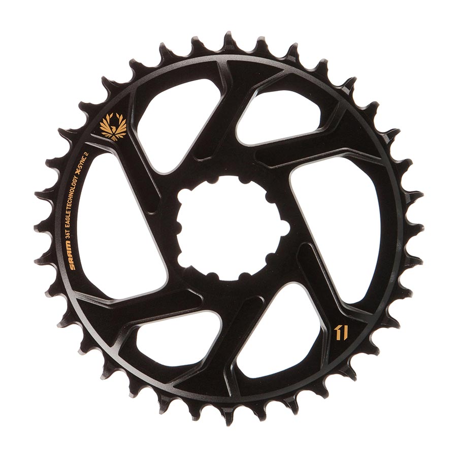 Chainrings SRAM SRAM X-Sync 2 Eagle Direct Mount Chainring 36T Boost 3mm Offset Gold Logo Black