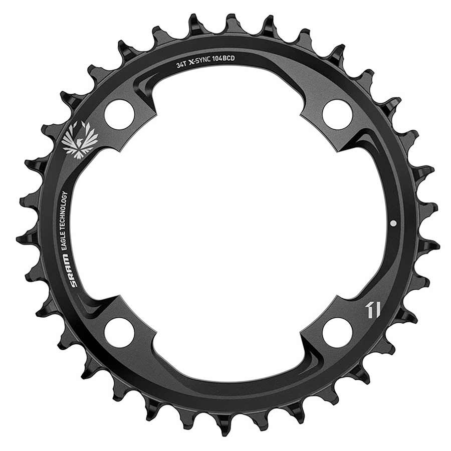 Chainrings SRAM SRAM X-Sync 2 Eagle Chainring - 34 Tooth 104mm BCD 12-Speed Black Dark Slate Gray