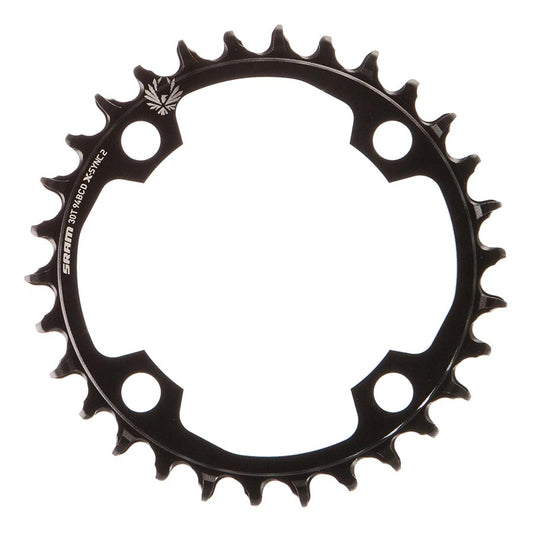 Chainrings SRAM SRAM 30t 94 BCD x 4-Bolt 11/12-Speed X-Sync2 Eagle Chainring Black Dark Slate Gray
