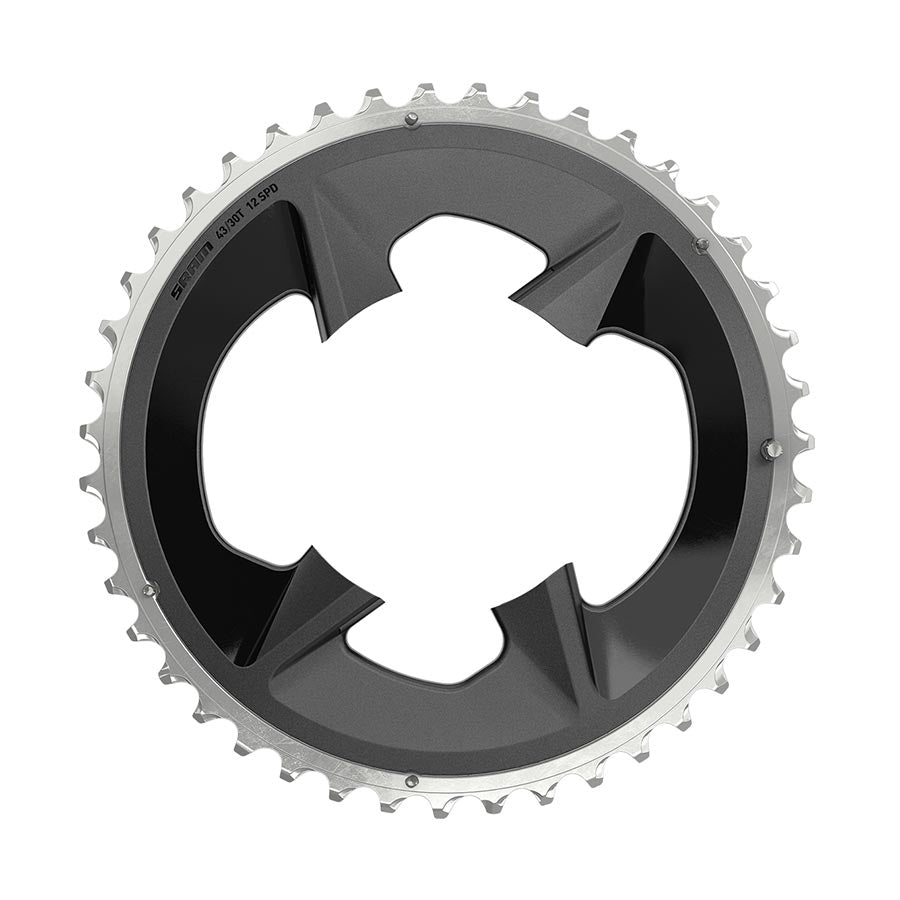 Chainrings SRAM SRAM Rival Wide 2x12-Speed Outer Chainring - 43t 94 BCD BLK For use 30t Inner Dark Slate Gray