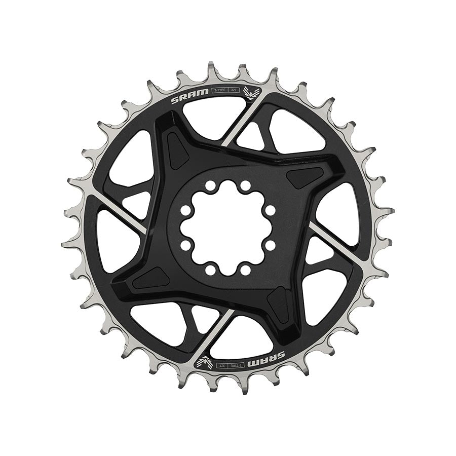 Chainrings SRAM SRAM X0 Eagle T-Type Direct Mount Chainring - 32t 12-Speed 8-Bolt Direct Mount 3mm Offset Aluminum BLK D1 Dark Slate Gray
