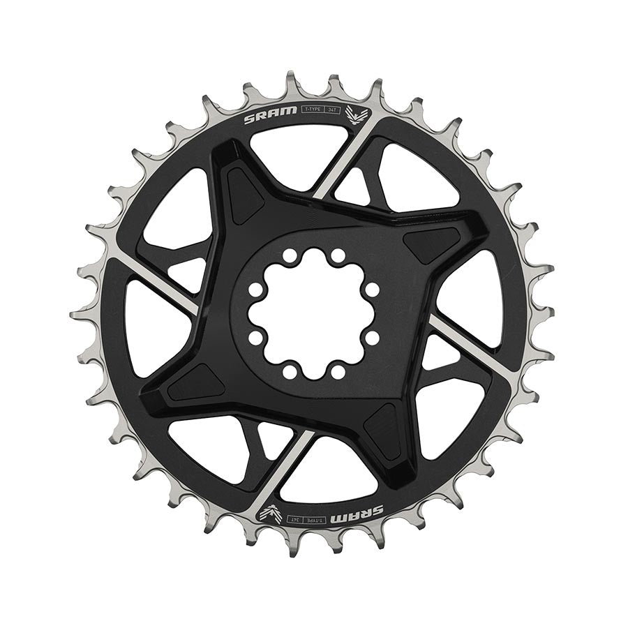 Chainrings SRAM SRAM X0 Eagle T-Type Direct Mount Chainring - 34t 12-Speed 8-Bolt Direct Mount 3mm Offset Aluminum BLK D1 Dark Slate Gray