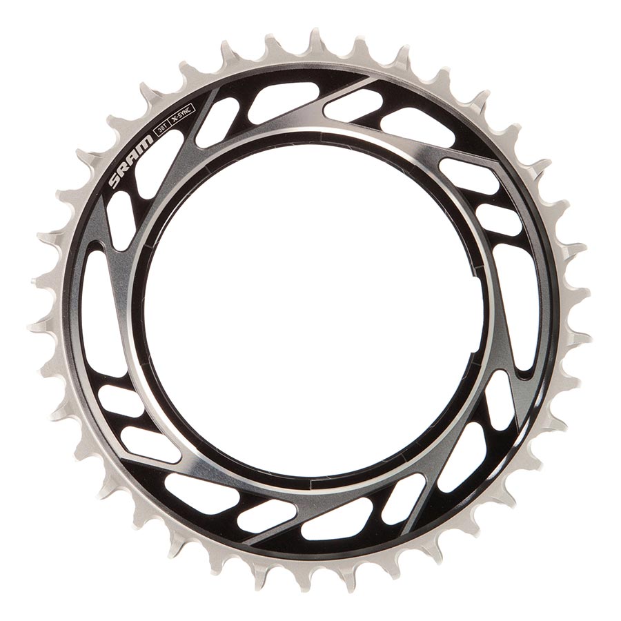Chainrings SRAM SRAM RED XPLR X-Sync Thread Mount Chainring -  38t 12/13-Speed Thread Mount For RED XPLR AXS PM Spider 6.5mm Offset BLK/Silver E1 Dark Slate Gray