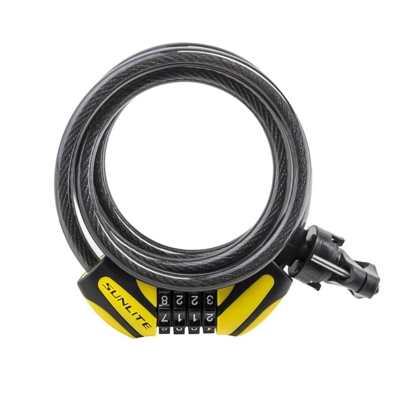 Locks Sunlite Sunlite Defender D1 Combo Lock 12mm 6`/183cm Combo Blk/Yel Included Dark Slate Gray