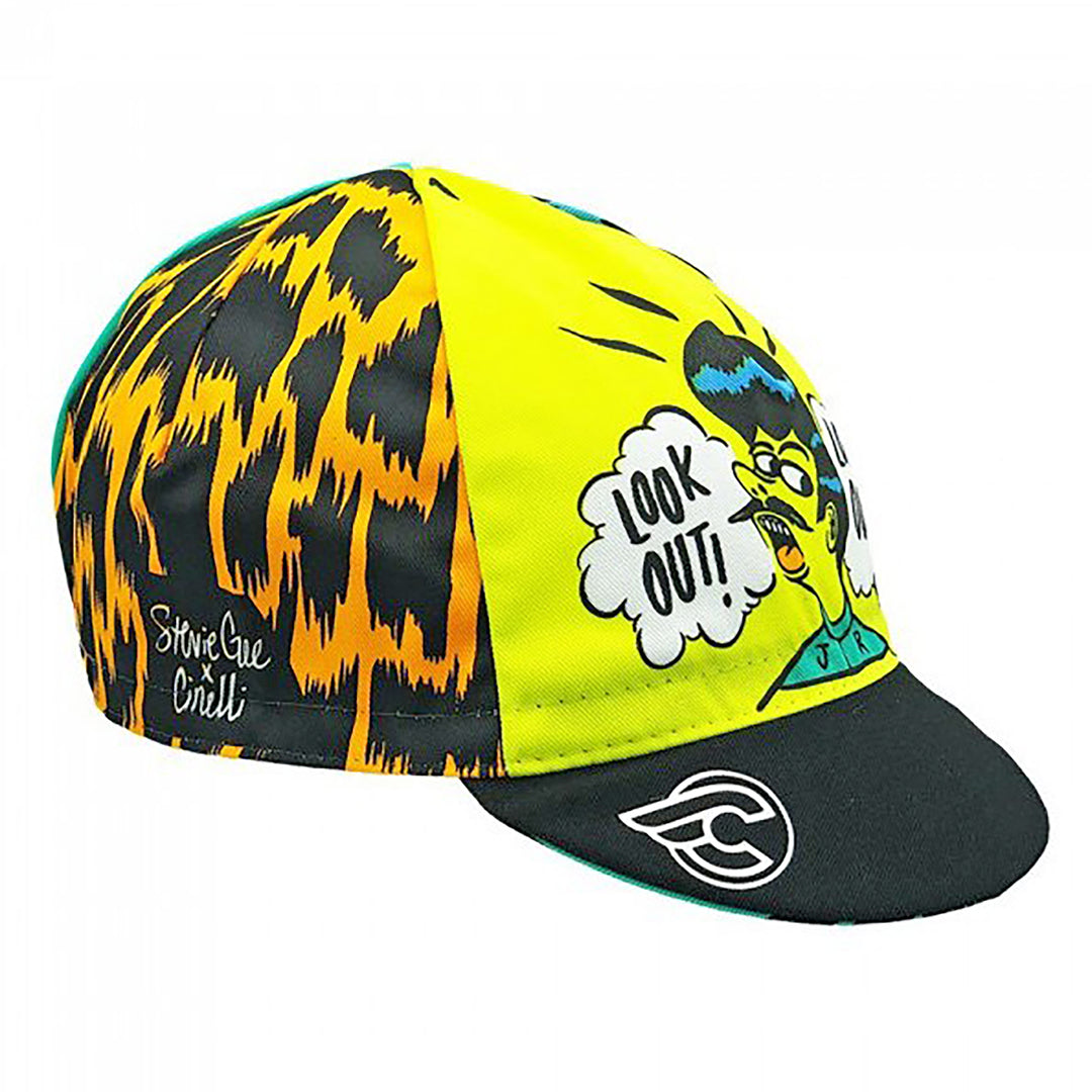 Hats and Caps Cinelli Cinelli Cycling Cap Stevie Gee Art Look Out Black/Yellow Gold