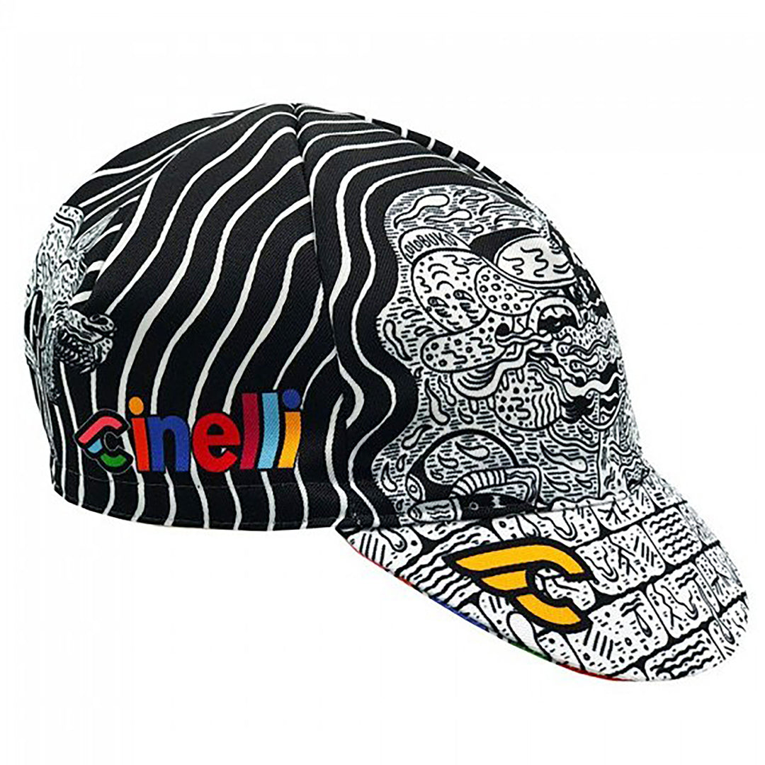 Hats and Caps Cinelli Cinelli Cycling Cap Louie CorderoArt Lolobuko Black