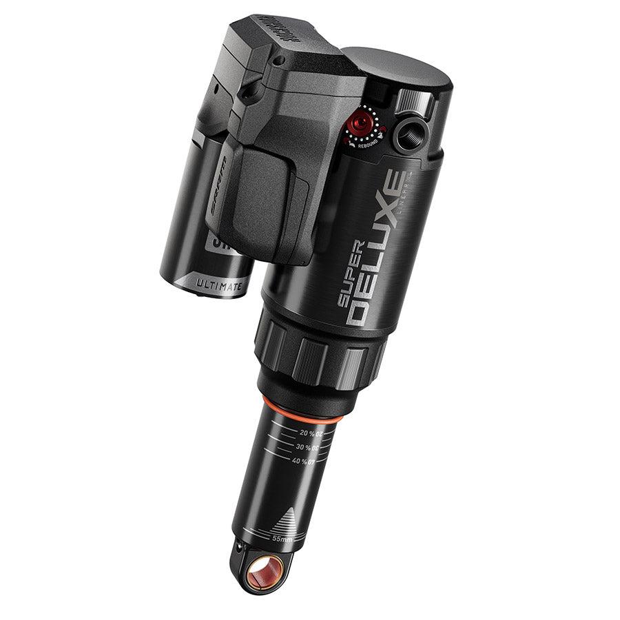 RockShox Super Deluxe FLT Attendant D1 Rear shock 185x55 Shaft Eyelet: Trunnion Body Eyelet: Standard Token Loc 3 Reb55/Comp37 Mid4-Lock6 Trek Fuel EX 2023+