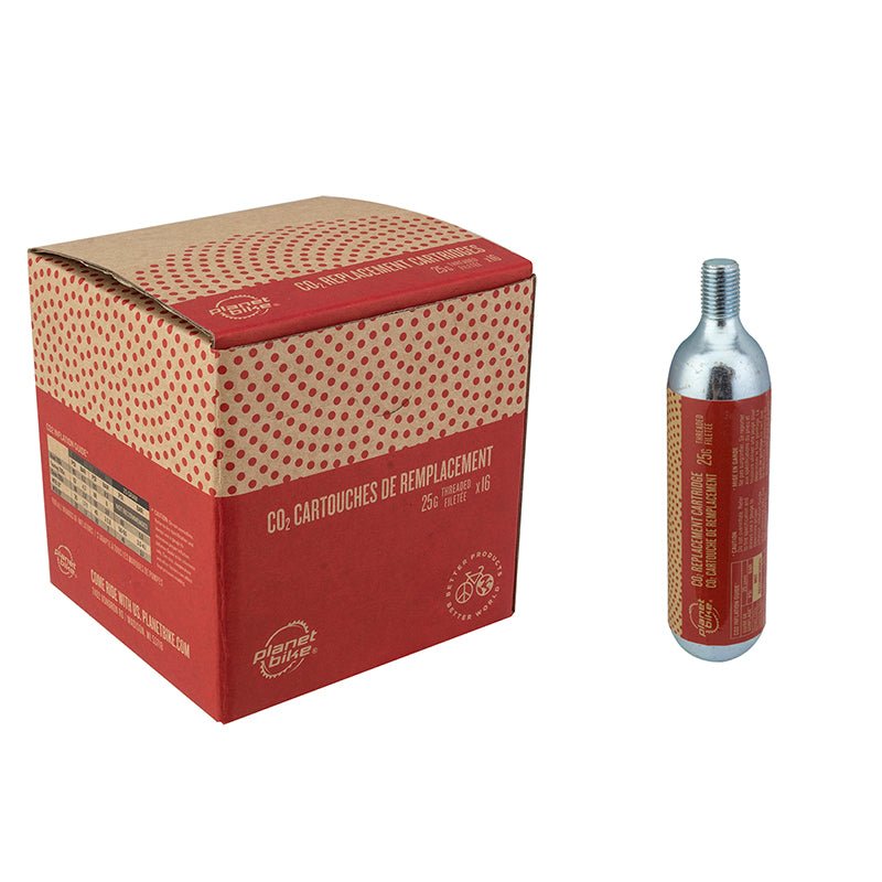 CO2 Inflators/Cartridges Planet Bike Planet Bike 25g Threaded CO2 Cartridge: Box of 16 Sienna