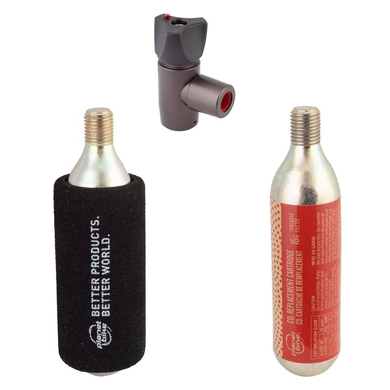CO2 Inflators/Cartridges Planet Bike Planet Bike Black Zeppelin CO2 Inflator with 2 16g Cartridges Black