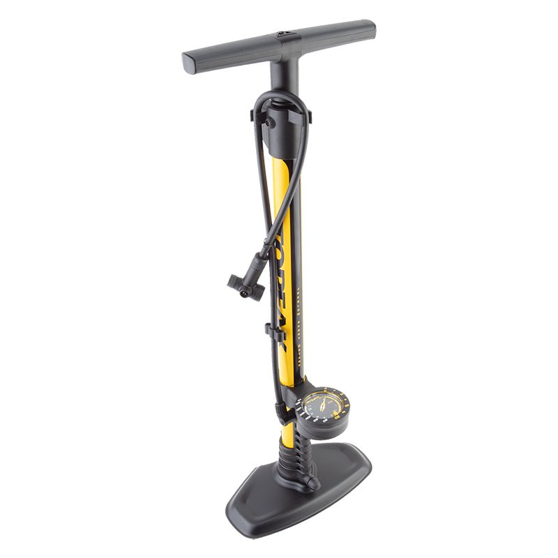 Floor Pumps Topeak Topeak JoeBlow Sport 2Stage Floor Pump - 160psi / 11bar 3" Gauge 2-Stage Switch Pressure Gauge TwinHead DX5 YLW/BLK Dim Gray