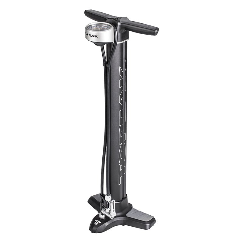 Floor Pumps Topeak Topeak Joe Blow Twin Turbo Floor Pump SmartHead Black Dark Slate Gray