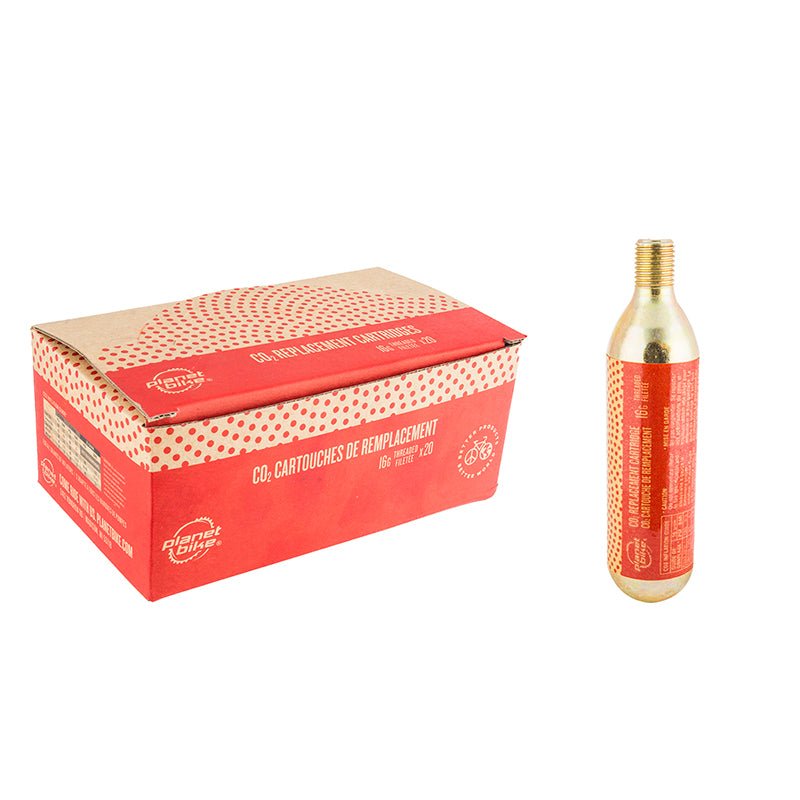 CO2 Inflators/Cartridges Planet Bike Planet Bike 16g Threaded CO2 Cartridges: Box of 20 Tomato