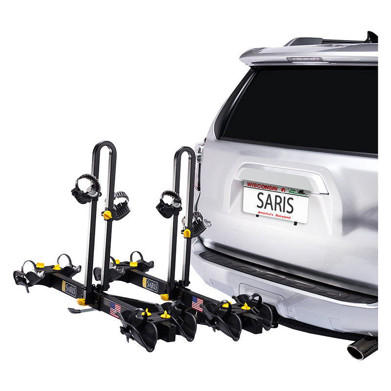 Saris Freedom Hitch Mount Rack 2 Bikes: 4 Max weight per bike: 60 lb for 2 closest - 35 lb for 2 furthest trays