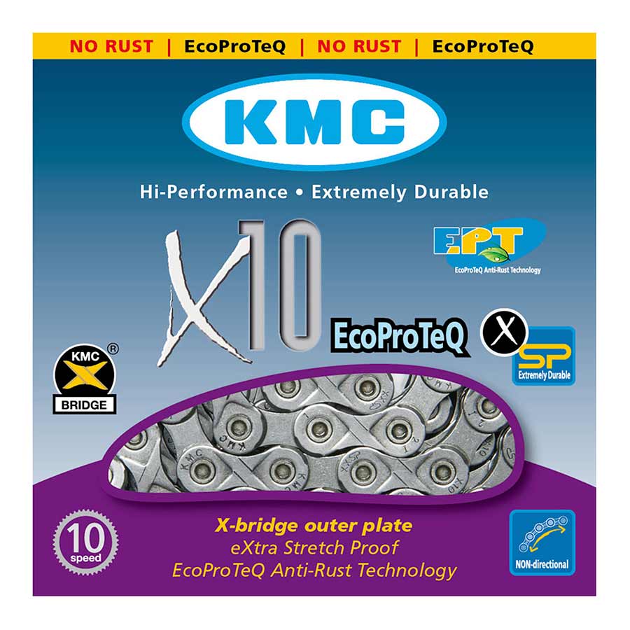Chains KMC KMC X10 EPT Chain - 10-Speed 116 Links Gray Slate Gray