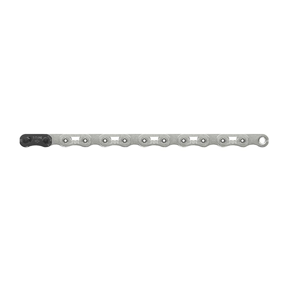 Chains SRAM SRAM XX SL Eagle T-Type Flattop Chain - 12-Speed 126 Links Hollow Pin Includes PowerLock Connector PVD Coated Silver Dark Gray