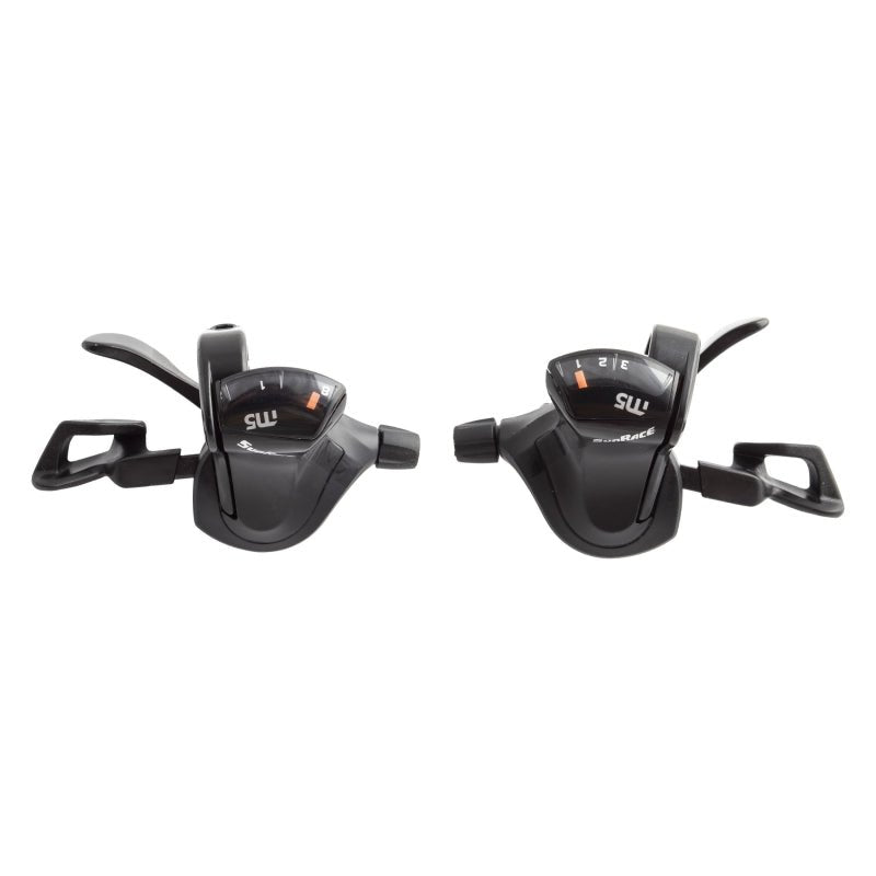 Shifters SunRace SunRace M503 Flat Bar Trigger Shifter Set - 3 x 8-Speed Dual Lever Dark Slate Gray