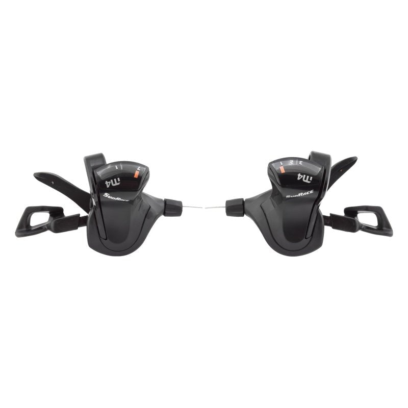 Shifters SunRace SunRace M403 Flat Bar Trigger Shifter Set - 3 x 7-Speed Dual Lever Dark Slate Gray