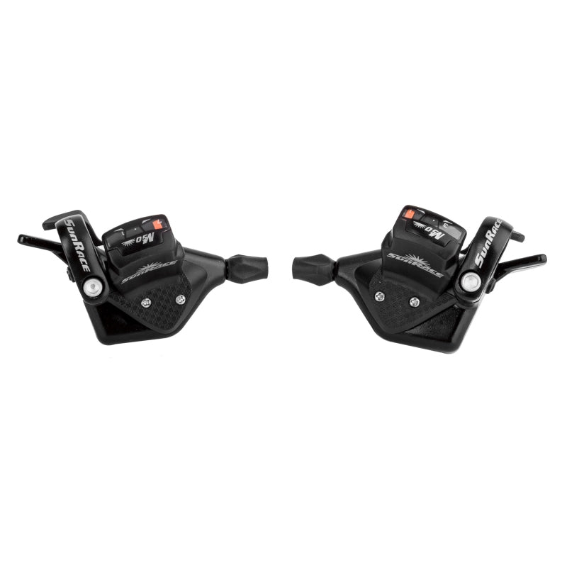 Shifters SunRace SunRace M403 Flat Bar Trigger Shifter Set - 7-Speed Dual Lever Dark Slate Gray