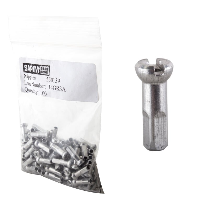 Spokes Sapim Sapim Polyax Nipples  14mm Bag of 100 Alloy Silver Light Gray