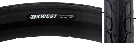 Kenda Kwest Tire 700x25C Wire Clincher 30TPI Black