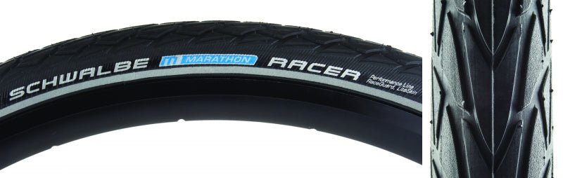 Tires Schwalbe Schwalbe Marathon Racer Tire 20x1.50 Wire Clincher RoadStar RaceGuard 67TPI Black Dark Slate Gray