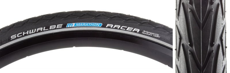 Tires Schwalbe Schwalbe Marathon Racer Tire - 26 x 1.5 Clincher Wire BLK Performance Line RaceGuard Addix E-25 Dark Slate Gray