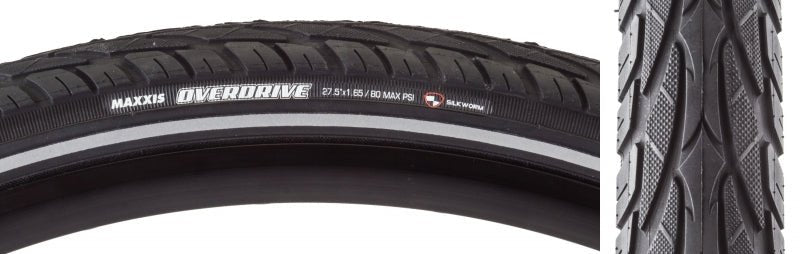 Tires Maxxis Maxxis Overdrive Tire - 27.5 x 1.65 Clincher Wire BLK/Reflective Single Silk Worm Dark Slate Gray