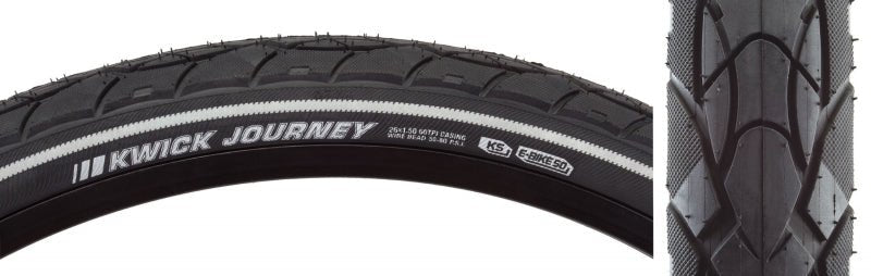 Tires Kenda Kenda Kwick Journey Tire - 26 x 1.5 Clincher Wire Black/Reflective 60tpi KS Dark Slate Gray