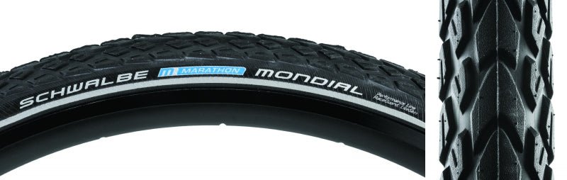 Tires Schwalbe Schwalbe Marathon Mondial Tire - 700 x 35 Clincher Wire BLK/Reflective Performance Line Addix RaceGuard E-25 Black