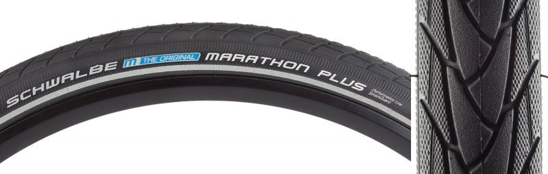 Tires Schwalbe Schwalbe Marathon Plus Tire - 700 x 45 Clincher Wire BLK/Reflective Performance Endurance SmartGuard E-50 Dark Slate Gray