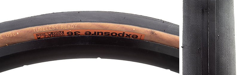 Tires WTB WTB Exposure Tire - 700 x 36 TCS Tubeless Folding Black/Tan Dark Slate Gray