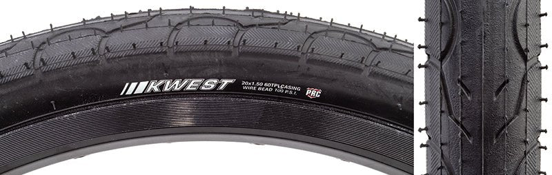 Tires Kenda Kenda Kwest High Pressure Tire - 20 x 1.5 Clincher Wire Black 60tpi Dark Slate Gray
