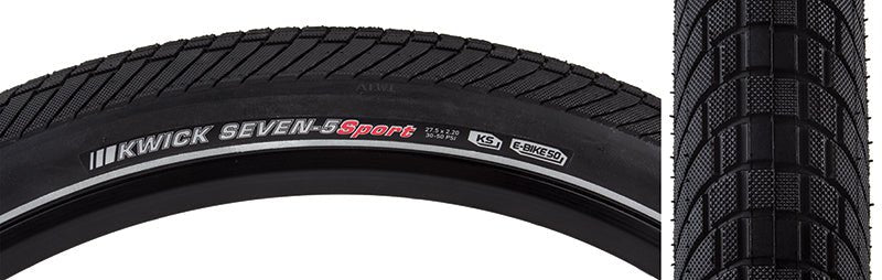 Tires Kenda Kenda Kwick Seven.5 Tire - 27.5 x 2.2 Clincher Wire BLK/Reflective 60tpi KS Black