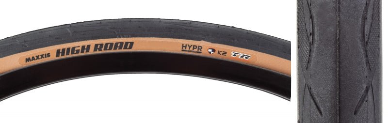 Tires Maxxis Maxxis High Road Tire - 700 x 28 Tubeless Folding BLK/Tan HYPR K2 Protection Dark Slate Gray