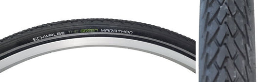 Tires Schwalbe Schwalbe Green Marathon Tire - 700 x 32 Clincher Wire BLK/Reflective Performance Line GreenGuard TwinSkin Addix Dark Slate Gray