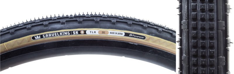 Tires Panaracer Panaracer GravelKing SK R Tire - 700 x 35 Tubeless Folding Black/Amber Dark Slate Gray