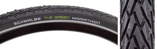 Tires Schwalbe Schwalbe Green Marathon Tire - 26 x 1.50 Clincher Wire BLK/Reflective Performance Line GreenGuard TwinSkin Addix Dark Slate Gray
