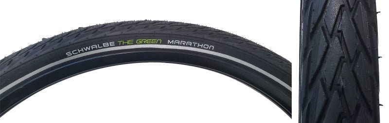 Tires Schwalbe Schwalbe Green Marathon Tire - 27.5 x 1.65 Clincher Wire BLK/Reflective Performance Line GreenGuard TwinSkin Addix Dark Slate Gray
