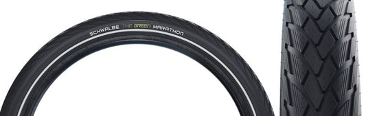 Tires Schwalbe Schwalbe Green Marathon Tire - 27 x 1-1/4 Clincher Wire BLK/Reflective Performance Line GreenGuard TwinSkin Addix Dark Slate Gray