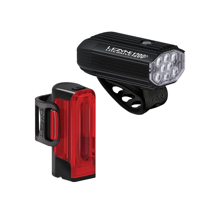 Lights Lezyne Lezyne Lite Drive 1200+/Strip Drive Pro 400+ Headlight/Taillight Set - Black Dark Slate Gray