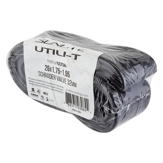 Tube Sunlite Sunlite Utili-T Standard Schrader Valve Tubes 26x1.75-1.95 SV 32mm 0d Smooth Removable 39mm 0.9mm Gray