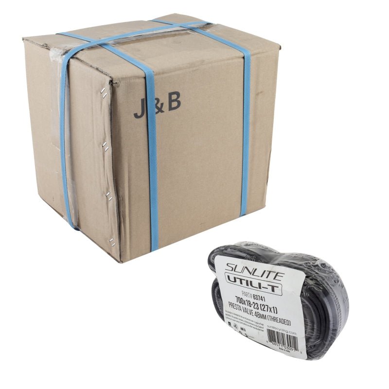 Tube Sunlite Sunlite Utili-T Bulk Standard Presta Valve Tubes 700x18-23 (27x1) PV 48mm 0d Threaded Non Removable 21mm 0.9mm Dark Gray