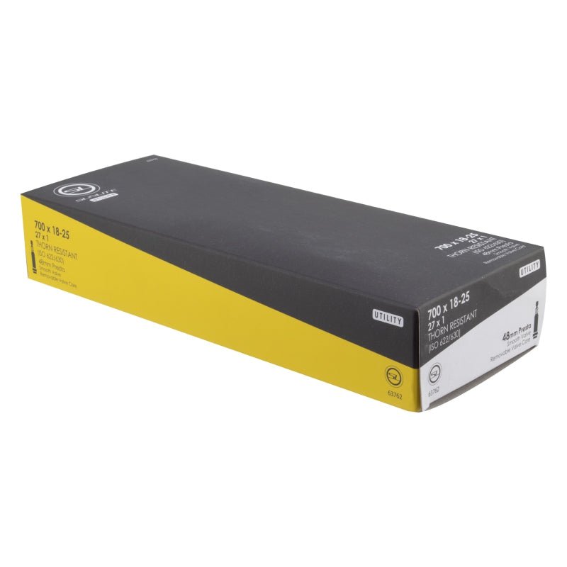 Tube Sunlite Sunlite Utili-T Thorn Resistant Presta Valve Tubes 700x18-25 (27x1) PV 48mm 0d Smooth Removable 21mm 3.7mm/1.7mm Dim Gray