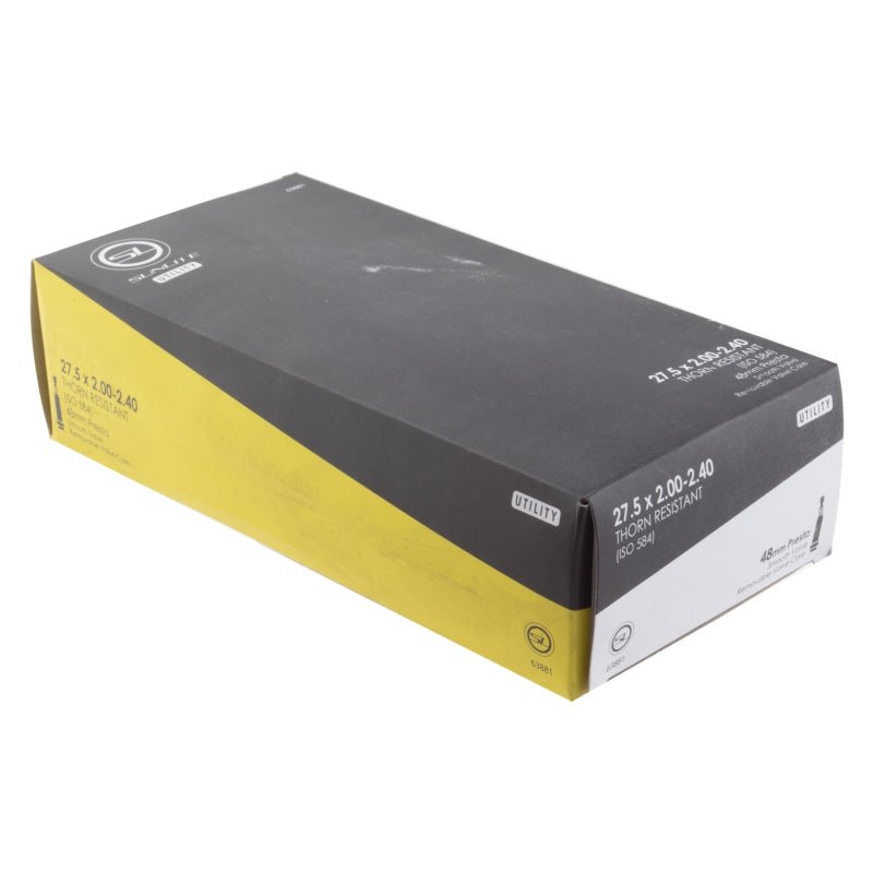 Tube Sunlite Sunlite Utili-T Thorn Resistant Presta Valve Tubes 27.5x2.00-2.40 PV 48mm 0d Smooth Removable 56mm 3.7mm/1.7mm Dim Gray