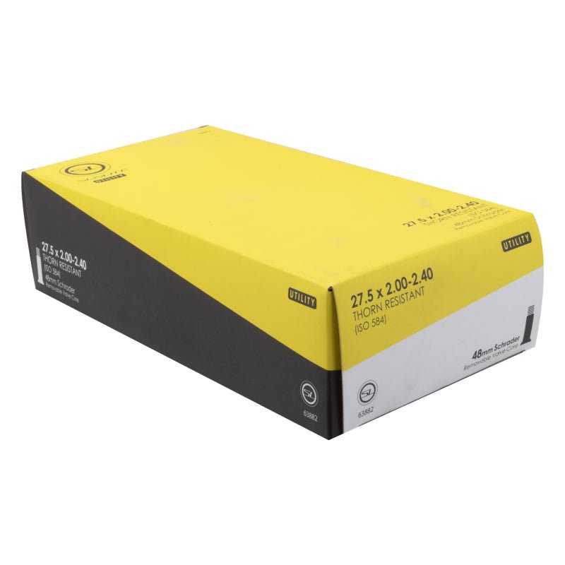 Tube Sunlite Sunlite Utili-T Thorn Resistant Schrader Valve Tubes 27.5x2.00-2.40 SV 48mm 0d Smooth Removable 56mm 3.7mm/1.7mm Light Goldenrod