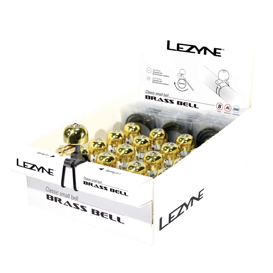 Bells and Horns Lezyne Lezyne Classic Brass Bell Brass/Black Small 16pcs Antique White