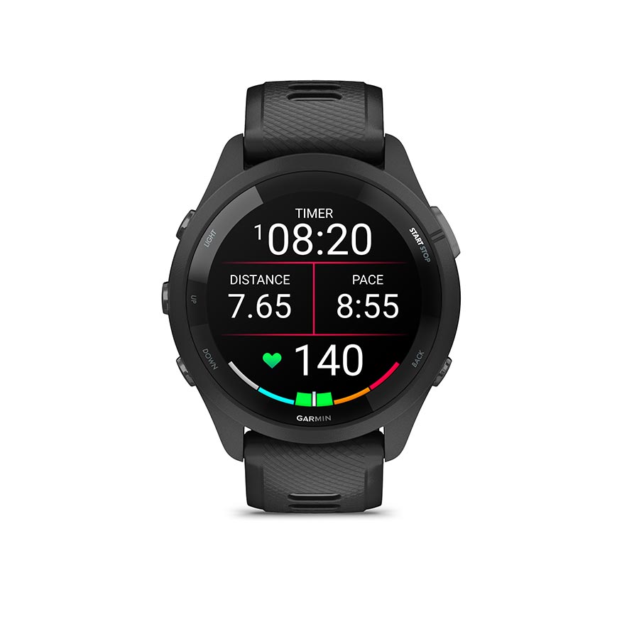 Computers and Accessories Garmin Garmin Forerunner 265 GPS Smartwatch - 46mm BLK Bezel Case BLK/Powder Gray Silicone Band Black