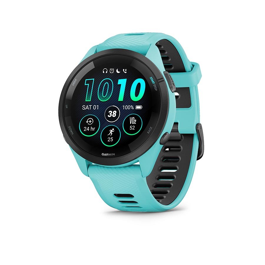 Watches Garmin Garmin Forerunner 265 Music Watch Watch Color: Aqua Wristband: Aqua/Black - Silicone Dark Slate Gray