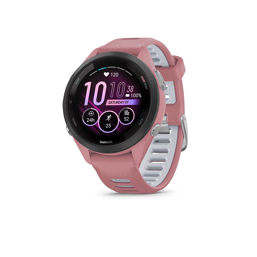 Watches Garmin Garmin Forerunner 265S Music Watch Watch Color: Light Pink Wristband: Light Pink/Powder Grey - Silicone Rosy Brown