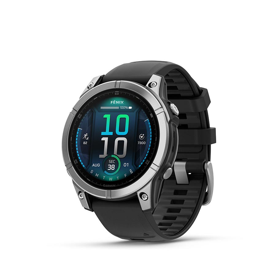 Watches Garmin Garmin fenix E AMOLED 47mm Watch Watch Color: Stainless Wristband: Black - Silicone Dark Slate Gray